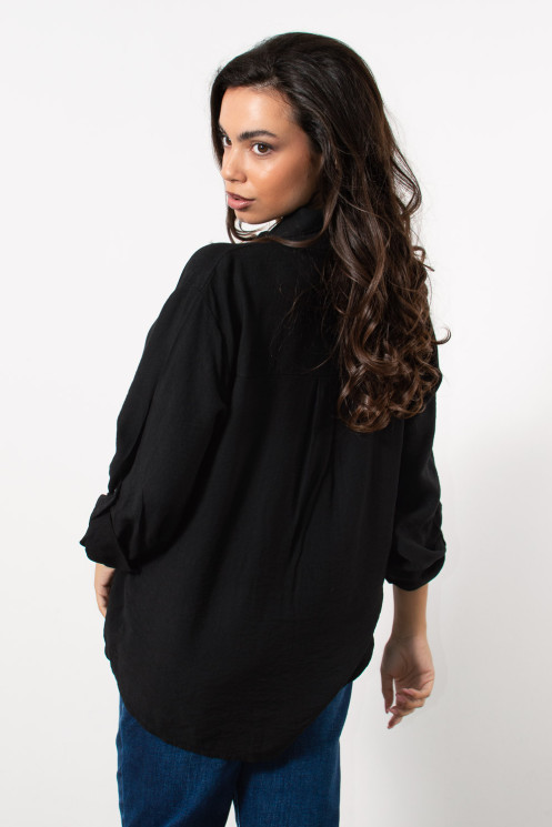 Oversized Shirt - Black | Exxes Fashion