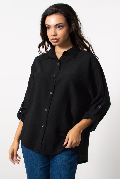 Oversized Shirt - Black | Exxes Fashion