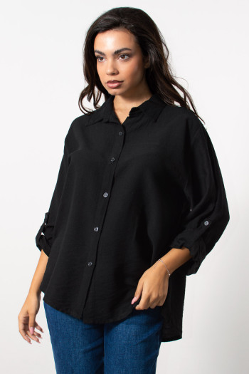Oversized Shirt - Black | Exxes Fashion