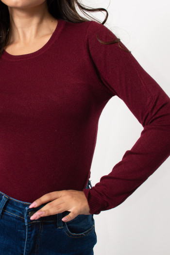 Long Sleeve Knitted Top - Bordeaux