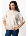 Oversized Knit with Rhineston Shoulder - Cream