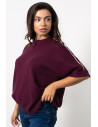 Oversized Knit with Rhineston Shoulder - Bordeaux