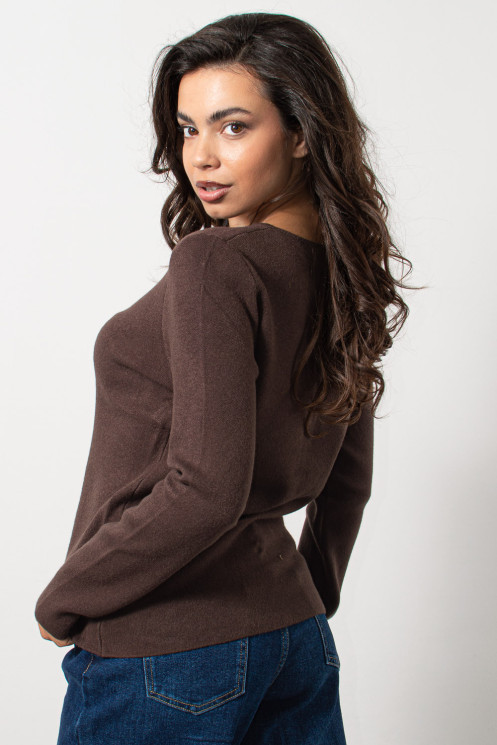 Knitted Cardigan - Brown | Exxes Fashion