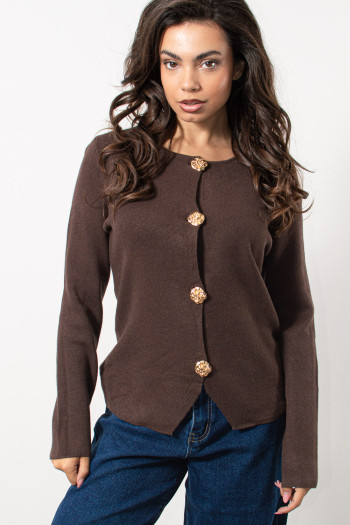 Knitted Cardigan - Brown | Exxes Fashion