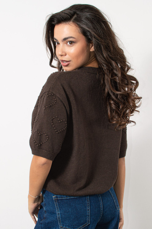 Knitted Top with Hearth Texture - Brown | Exxes Fashion