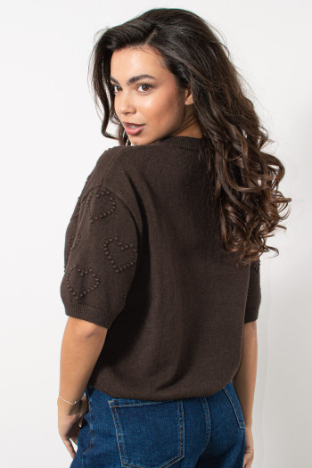 Knitted Top with Hearth Texture - Brown | Exxes Fashion