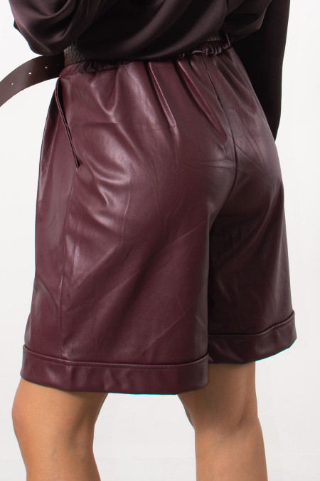 Faux Leather Shorts - Bordeaux 2