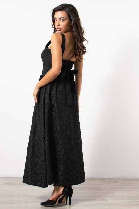 Textured Floral Dress - Black 2
