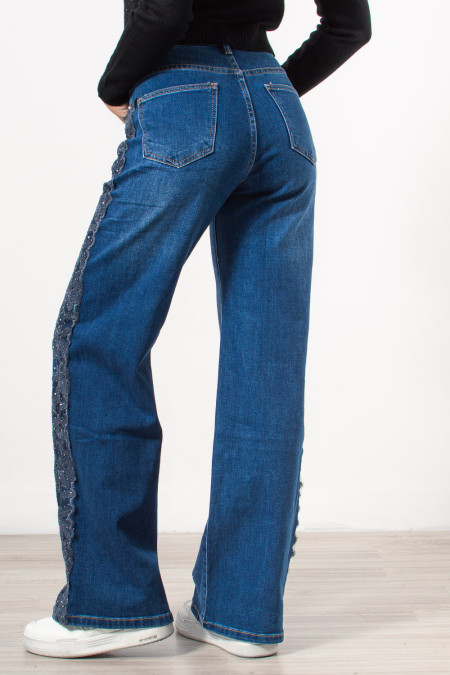 Embroidered Wide Leg Denim 2