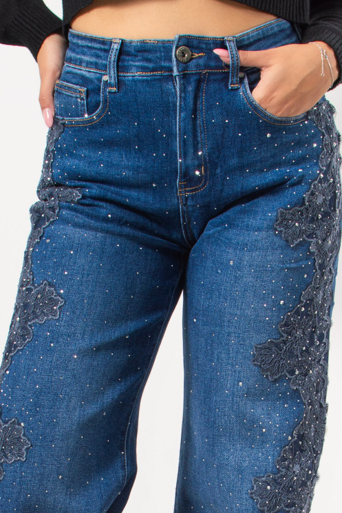 Embroidered Wide Leg Denim | Exxes Fashion