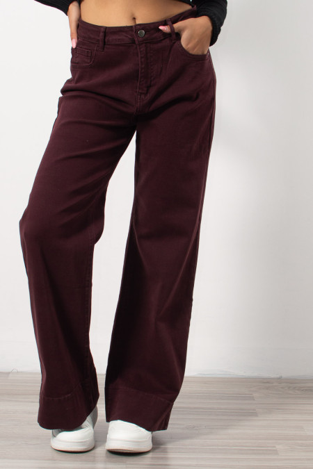 Wide Leg Denim - Bordeaux | Exxes Fashion