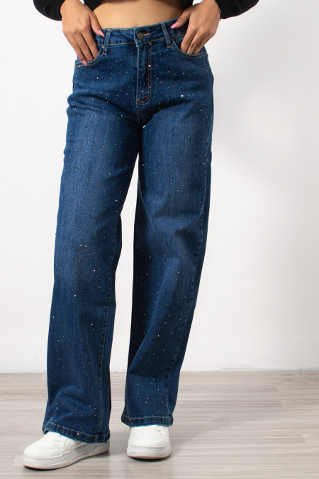 High Rise Balloon Denim with Rhinestones | Exxes Fashion