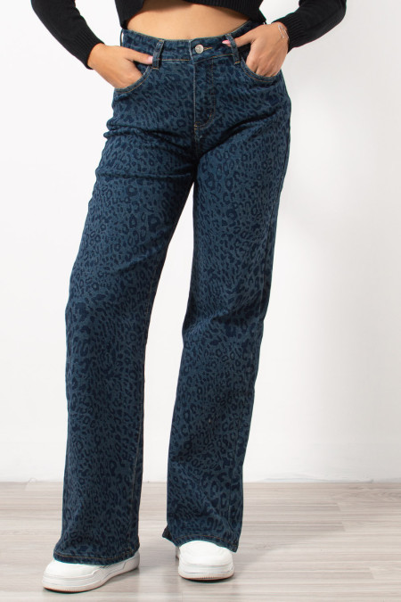 High Rise Straight Jeans Leopard Print | Exxes Fashion 2