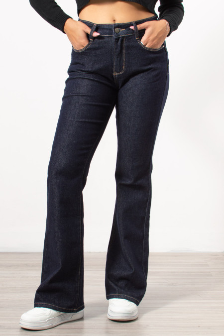 High Rise Bootcut Jeans- Blue Black | Exxes Fashion