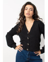 Knitted Cardigan with Golden Buttons - Black | Exxes Fashion
