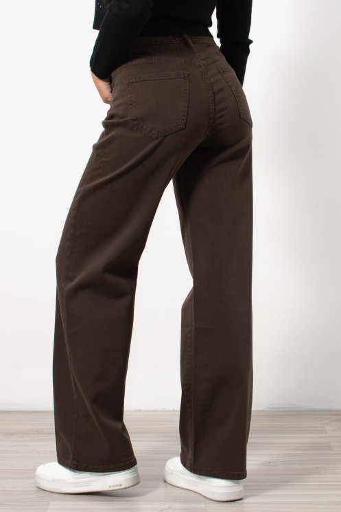 High Rise Bootcut Jeans - Brown | Exxes Fashion