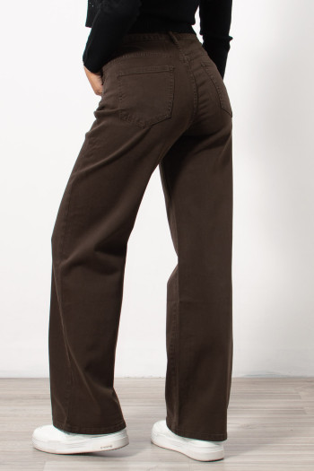 High Rise Bootcut Jeans - Brown | Exxes Fashion