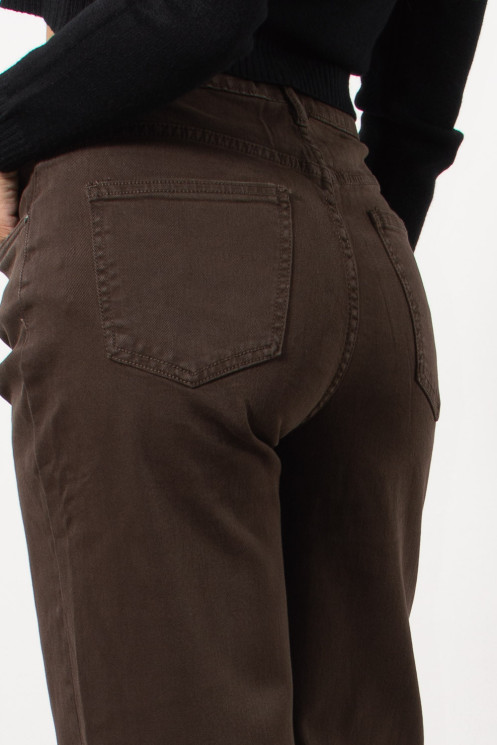 High Rise Bootcut Jeans - Brown | Exxes Fashion
