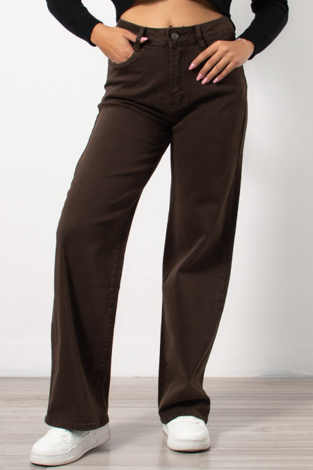 High Rise Bootcut Jeans - Brown | Exxes Fashion