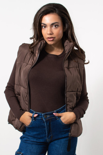 Sleeveless Jacket - Brown