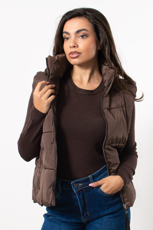 Sleeveless Jacket - Brown