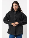 Overshirt with Button - Black