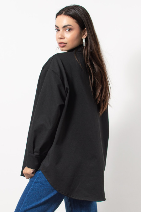Overshirt with Button - Black 2