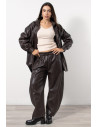 Barrel Faux Leather Trouses - Brown