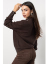 Knitted Blouse with Pearls - Brown