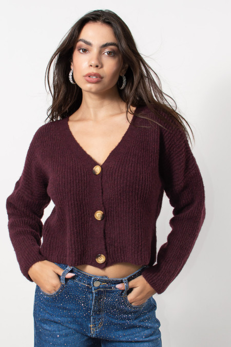 Knitted Cardigan - Burgundy