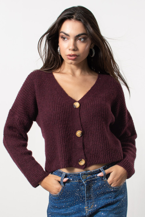 Knitted Cardigan - Burgundy