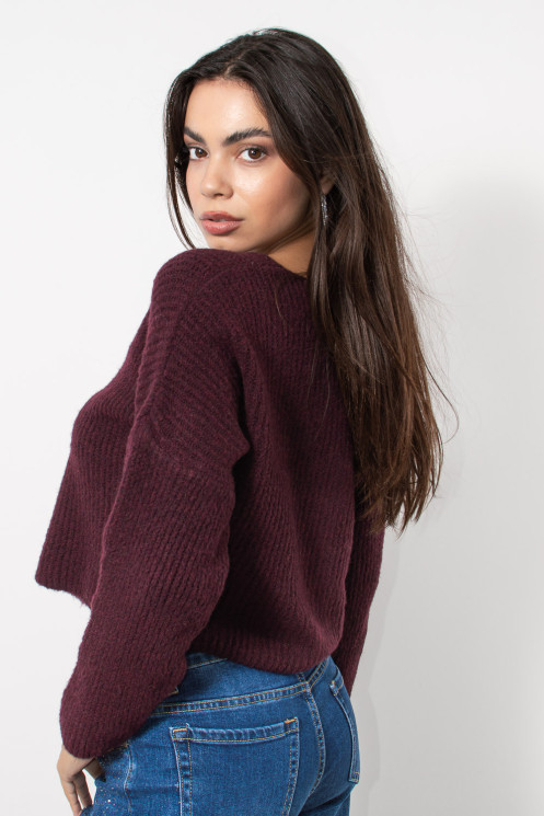 Knitted Cardigan - Burgundy