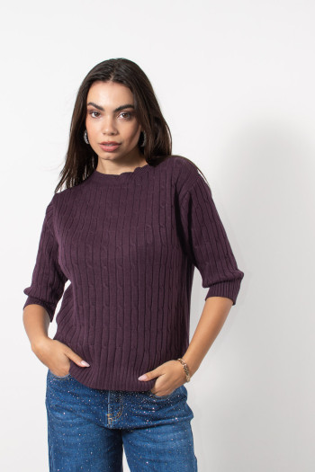 Knitted Blouse Cables - Purple