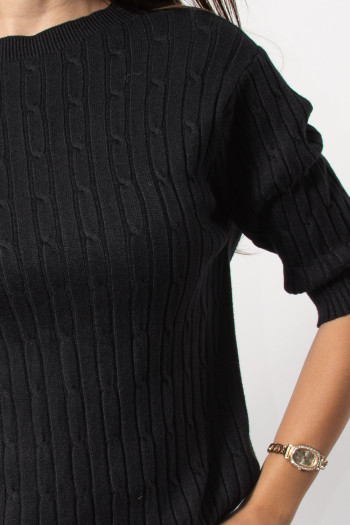 Knitted Blouse Cables - Black