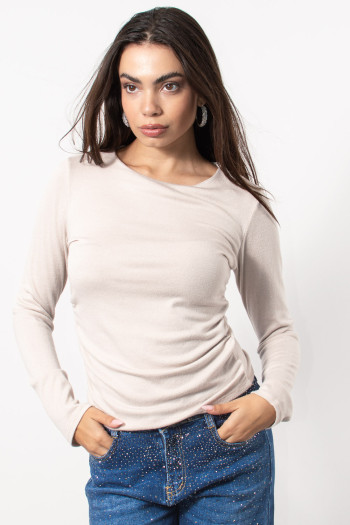 Top with Gathered Waist - Cream