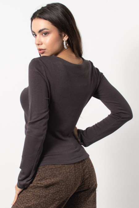 Top with Gathered Waist - Chocolate 2