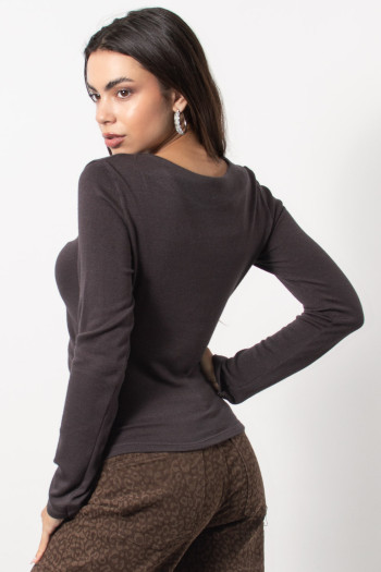 Top with Gathered Waist - Chocolate