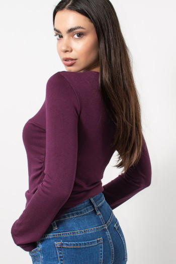 Top with Gathered Waist - Plum