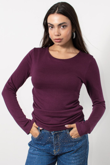 Top with Gathered Waist - Plum