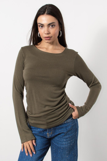 Top with Gathered Waist - Khaki