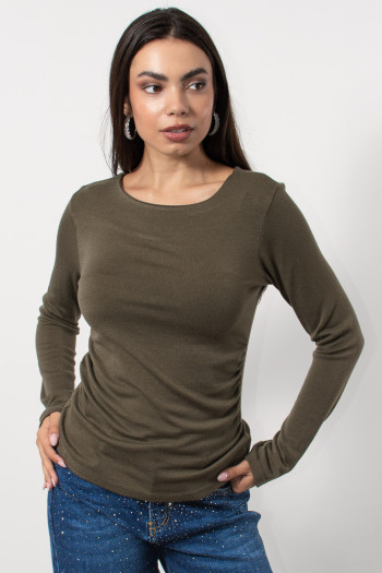 Top with Gathered Waist - Khaki