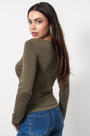 Top with Gathered Waist - Khaki