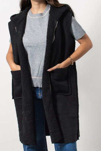 Sleeveless Jacket Boucle - Black