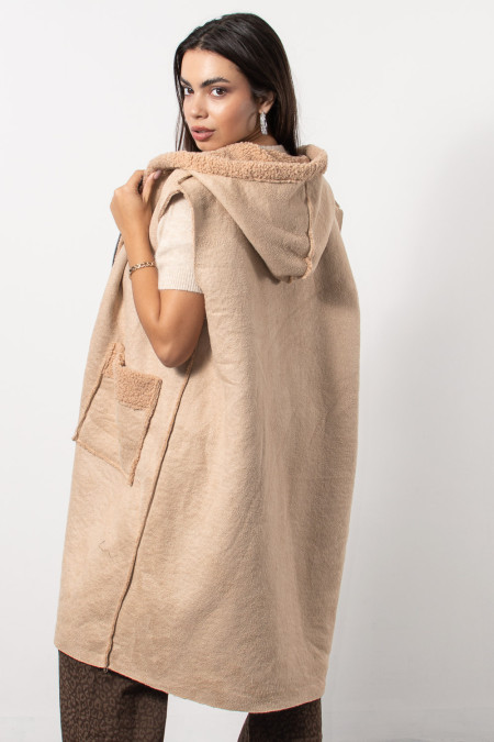 Μπουφάν Αμάνικο Μπουκλέ - Μπεζ 2