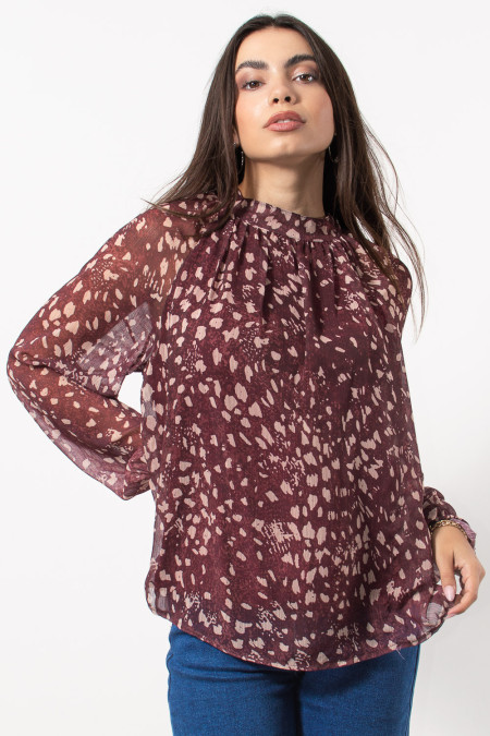 Printed Blouse - Burgundy