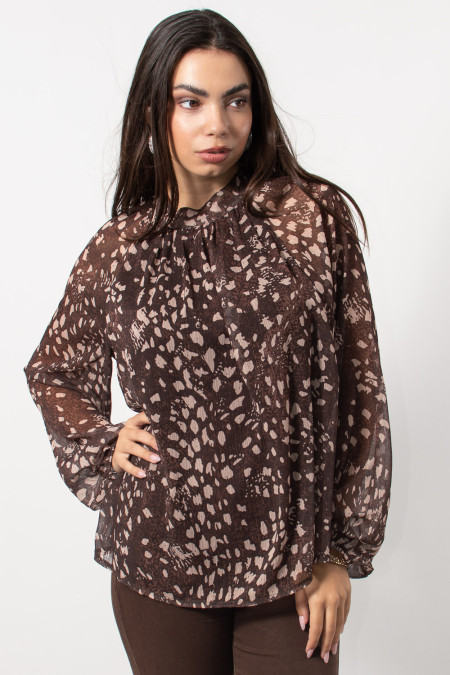 Printed Blouse - Brown