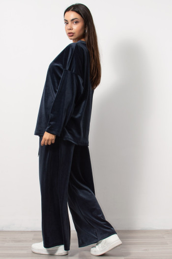 Velvet Set Blouse & Pants - Blue