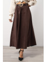 Suede Maxi Skirt - Brown