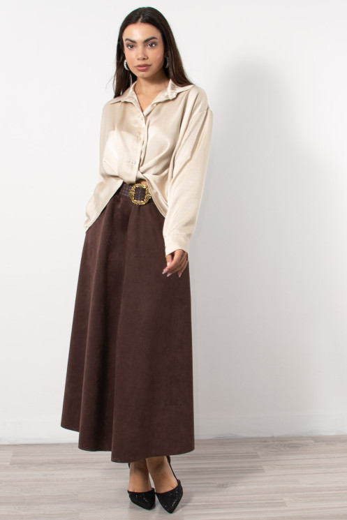 Satin Cropped Blouse - Beige