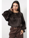 Satin Baloon Blouse - Brown
